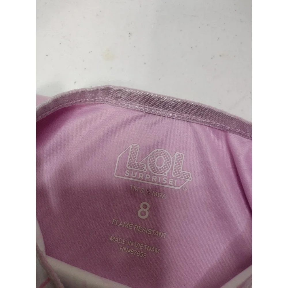 LOL Surprise Girls Pink Work It Out Graphic Ruffle Nightgown Sleep Size 8